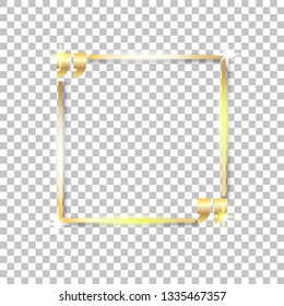 Gold shiny glowing square, on a isolated background, vector
