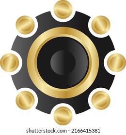 Gold Shiny Glowing Vintage Circle Frame Stock Vector