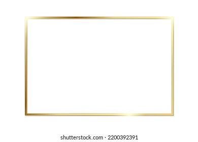 Gold shiny glowing vintage frame with shadows isolated on transparent background. Golden luxury realistic rectangle border. Stock royalty free vector illustration. PNG