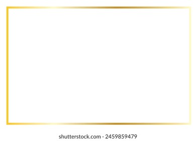Gold shiny glowing vintage frame with shadows isolated on transparent background. Golden luxury realistic rectangle border. Vector illustration