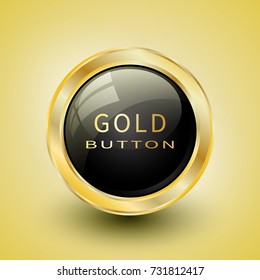 Gold shiny modern element. Gold Web button. Vector sticker. Part of set