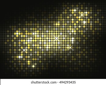 Gold shiny mosaic background. Vector abstract illustration.