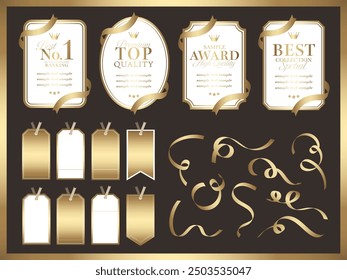 Gold shiny ribbon tape and frame set