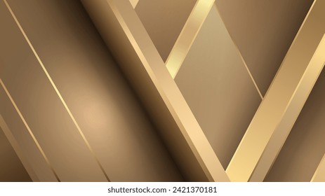 Papel dorado brillante con elementos geométricos de gradiente dorado