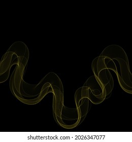 Gold shiny wave on a black background. Design element