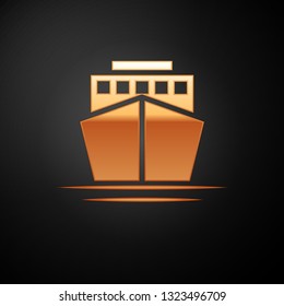 Gold Ship icon isolated on black background. Vector Illustration