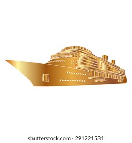 Gold ship icons vector