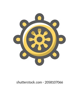 Gold Ship wheel Vector icon Cartoon illustration