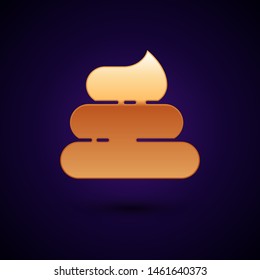 Gold Shit icon isolated on dark blue background.  Vector Illustration