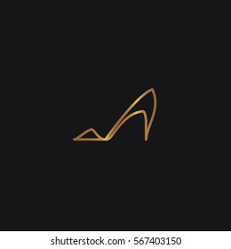 Gold Shoe (high Heels) Icon Logo