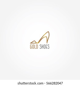 gold shoes / high heels simple modern line vector logo icon
