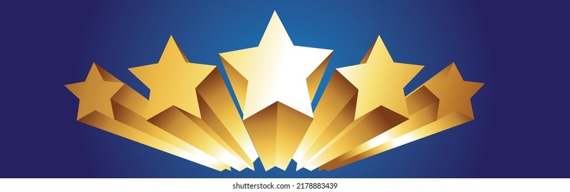 Estrella de tiro de oro con fondo azul. Vector