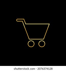 Vector de carro de la compra de oro, ilustración plana del carro de la compra aislado con fondo negro, adecuado para comercio electrónico, negocios, compra, tienda, venta y etc.