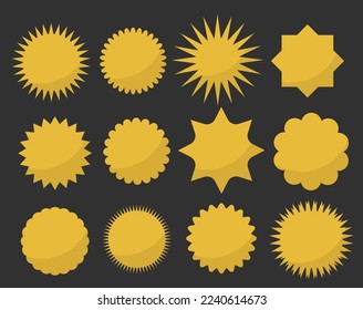 Gold shopping labels collection on black background. Special offer price tag. Supermarket promotional badge