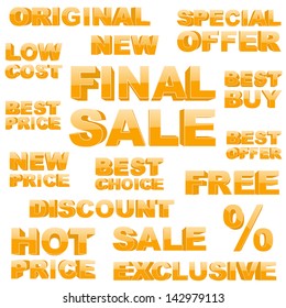 Gold shopping tags set