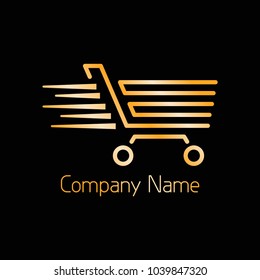 gold shopping trolley logo, you can use for online stores, icons and other needs