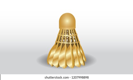 gold shuttlecock vector badminton medals illustration