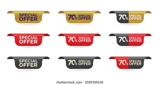 Gold Side Ribbon And Curled Up Edge Special Offer Banner, Vector Illustration