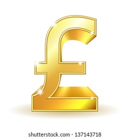 Gold sign pound currency. Vector illustration EPS10.