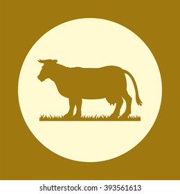 Gold silhouette of cow. Gold icon. Simple flat vector illustration, EPS 10.