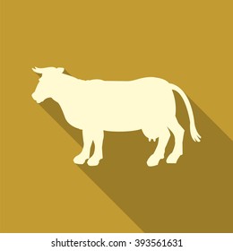 Gold silhouette of cow. Gold icon. Simple flat vector illustration, EPS 10.