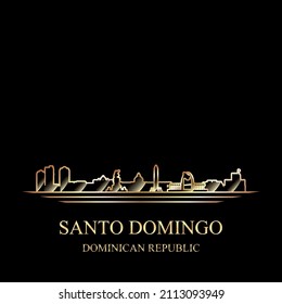 Gold silhouette of Santo Domingo on black background vector illustration