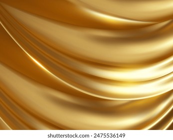 Gold Silk background. Golden Luxury background. Wave and Light effect. Design element. Abstract background texture pattern. Texture backdrop.