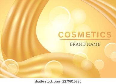 Gold silk fabric for cosmetic product 3d vector background. Can be used for product background