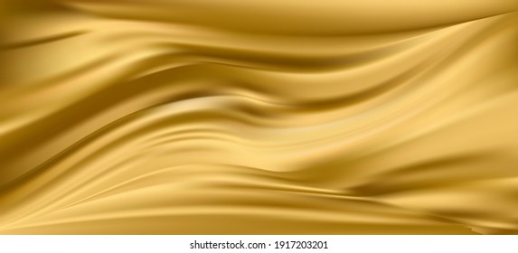 Gold Silk Satin Fabric Background. Vector Illustration