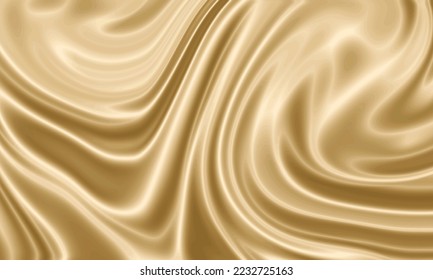 Gold silk texture background design with smooth waves.