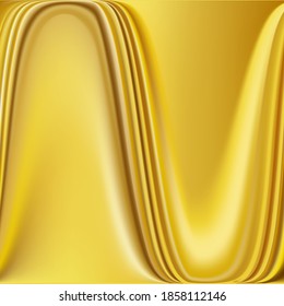 Gold silky textured background  in a relistic style. Light golden alloy. Premium vector.