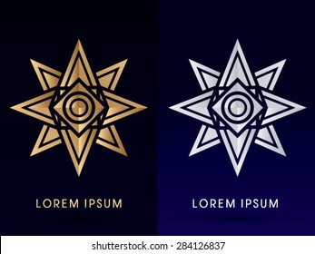 Gold and Silver , Abstract star, graphic vector