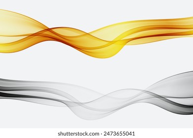 Gold and silver abstraction wave, curved lines of wave flow.