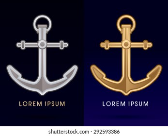 Gold and silver Anchor, icon , graphic vector.