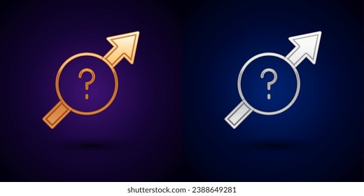 Icono de flecha dorada y plateada aislado en fondo negro. Símbolo de la dirección de la punta de flecha. Signo del puntero de navegación.  Vector