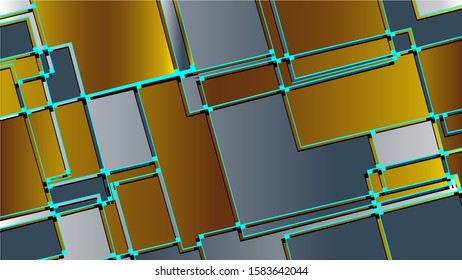 Gold and silver background in 3d. Stained glass composition. Vector image.