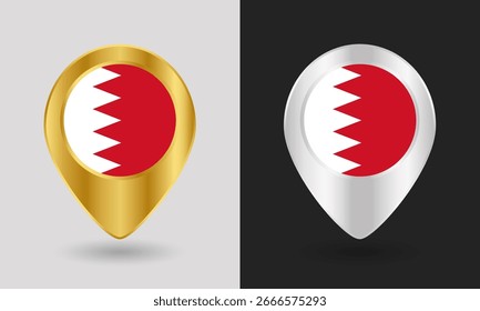 Oro y Plata Bandera de Bahrein Mapa Pin Icon
