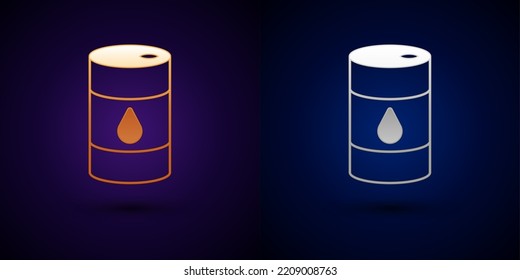 Gold and silver Barrel oil icon isolated on black background.  Vector