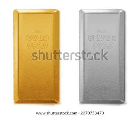 Gold and silver bars on a white background vector illustration