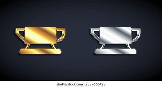 Gold and silver Blacksmith anvil tool icon isolated on black background. Metal forging. Forge tool. Long shadow style. Vector
