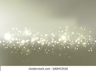 Gold and silver bokeh sky background with glitter light. Vector illustration