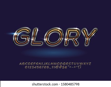 Gold and silver bold typeface Elegant and shiny Gold Colored Metal Chrome alphabet font. Typography classic style golden font set for logo, Poster, Invitation.