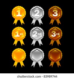gold silver bronze award rosettes