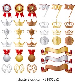 Gold Silver bronze Awards Set. Illustration vector