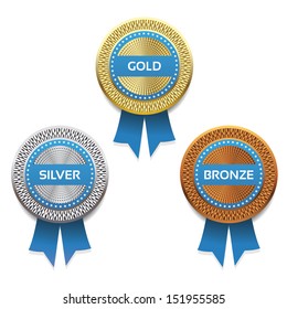 Gold, Silver And Bronze Awards. Vector. Eps 10