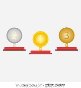 Gold Silver und Bronze Awards. Vektorgrafik gezeichnet in 3D