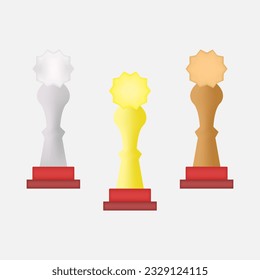 Premios Gold Silver y Bronze. Ilustración del vector dibujada en 3d