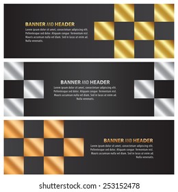 gold, silver and bronze banner template design checker style