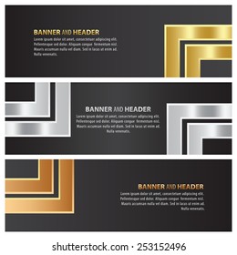 gold, silver and bronze banner template design angle background