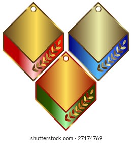 Gold, silver and bronze banners on white background (vector)